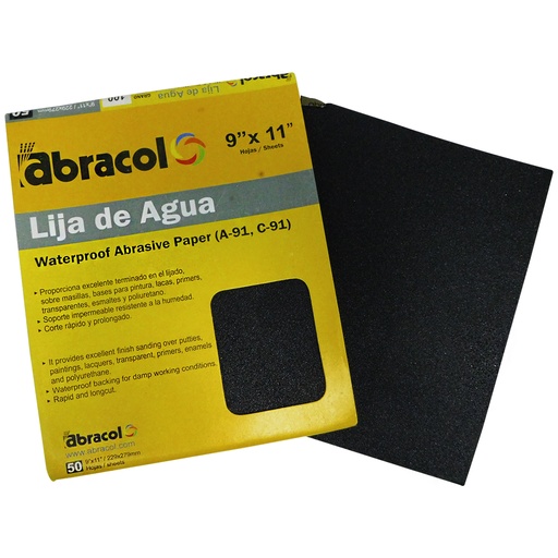 [8829] LIJA DE AGUA 9" X 11" GRANO 100 ABRACOL