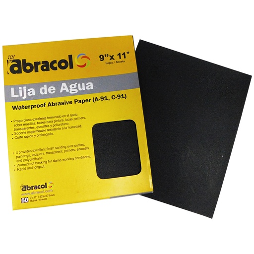[8833] LIJA DE AGU DE 9" X 11" GRANO 180 ABRACOL