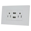 TOMACORRIENTE DOBLE BLANCO CON USB TROEN