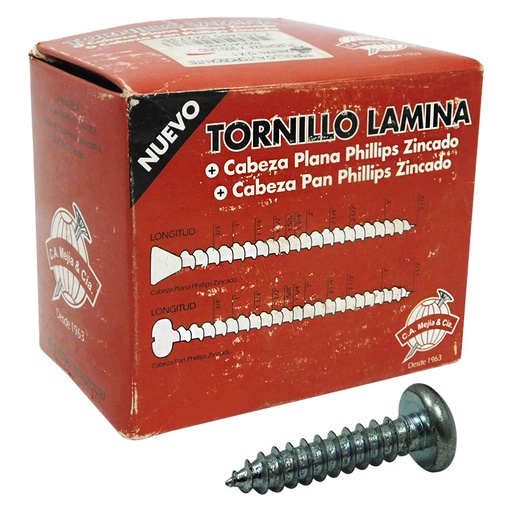 [8898] TORNILLO LAMINADO CABEZA PAN #12 X 1" MEJIA