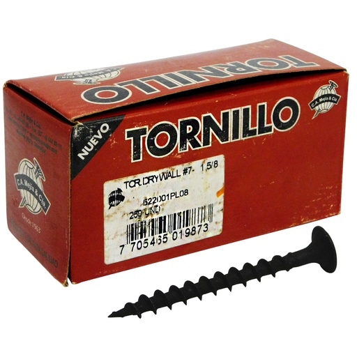 [8900] TORNILLO DRYWALL 7X 1 5/8 ROSCA GRUESA MEJIA