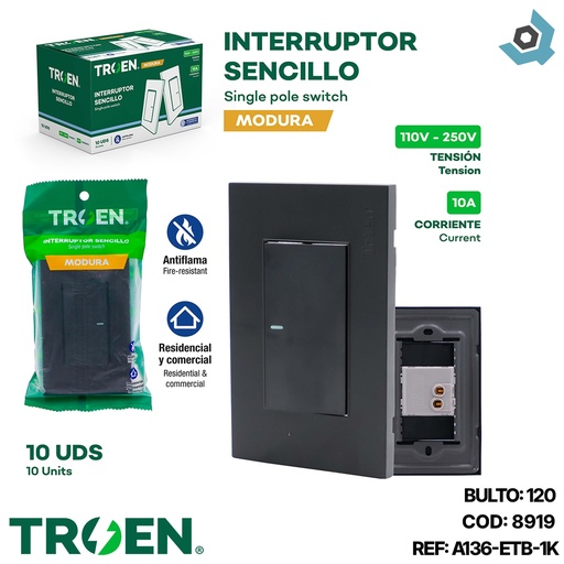 [8919] APAGADOR INDIVIDUAL NEGRO TROEN