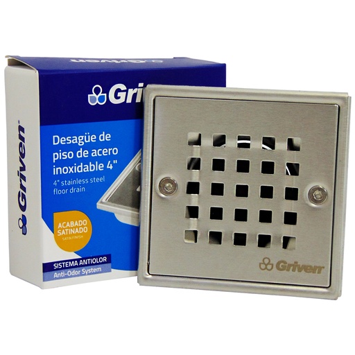 [8925] DESAGUE DE PISO 4" ANTIOLOR CUADRADO GRIVEN