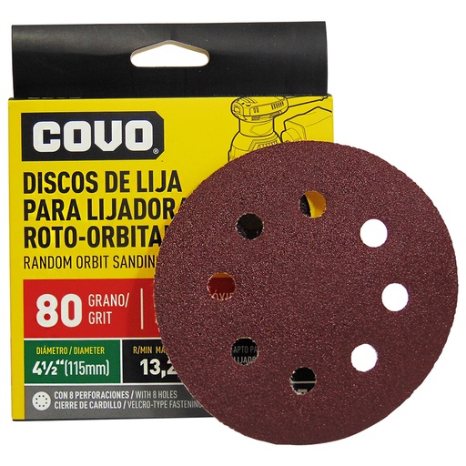 [8952] DISCO ABRASIVO 4 1/2" GRANO 80 PARA PULIR COVO