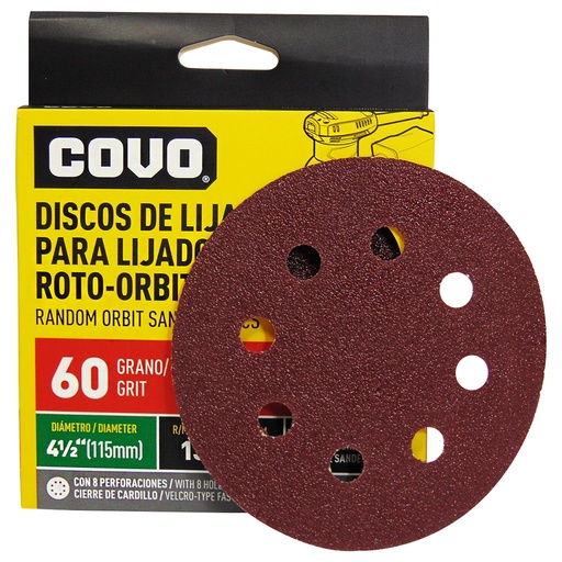 [8953] DISCO ABRASIVO 4 1/2" GRANO 60 PARA PULIR COVO