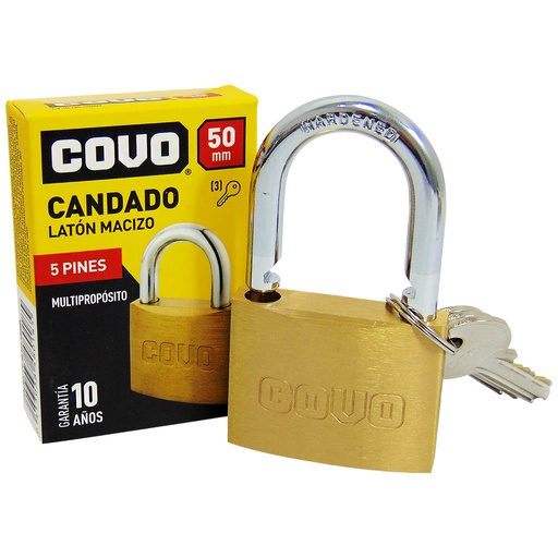 [8962] CANDADO 50MM LATON MACIZO COVO