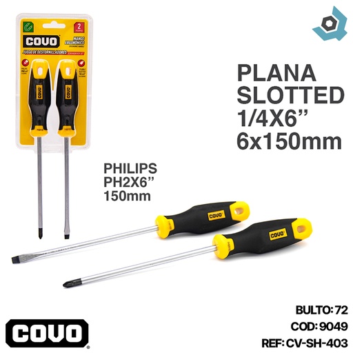 [9049] SET DE DESTORNILLADORES 2 PIEZAS COVO