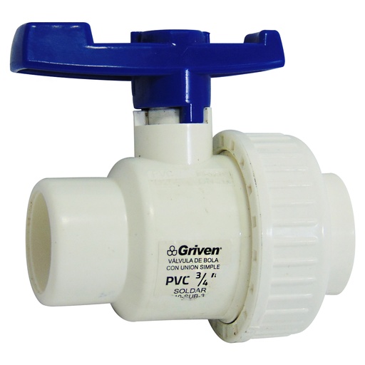 [9056] VALVULA 3/4" DE PVC UNION SIMPLE GRIVEN
