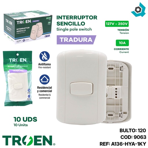 [9063] APAGADOR INDIVIDUAL BLANCO PERLA TROEN