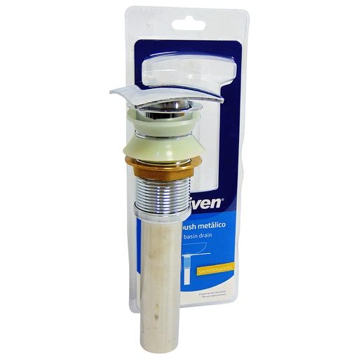 [9068] DESAGUE PARA LAVAMANOS 1 1/4" X 19CM PUSH CUADRADO GRIVEN