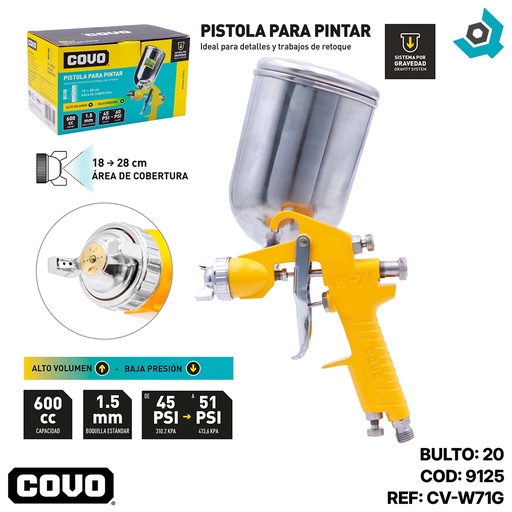 [9125] PISTOLA DE SPRAY PARA PINTAR 600C COVO