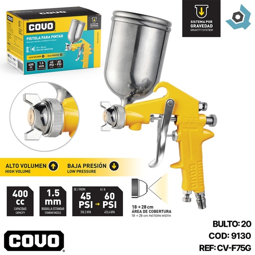 [9130] PISTOLA DE SPRAY PARA PINTAR 400CC COVO