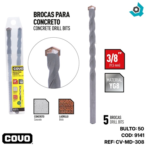 [9141] MECHAS PARA CONCRETO 3/8" COVO