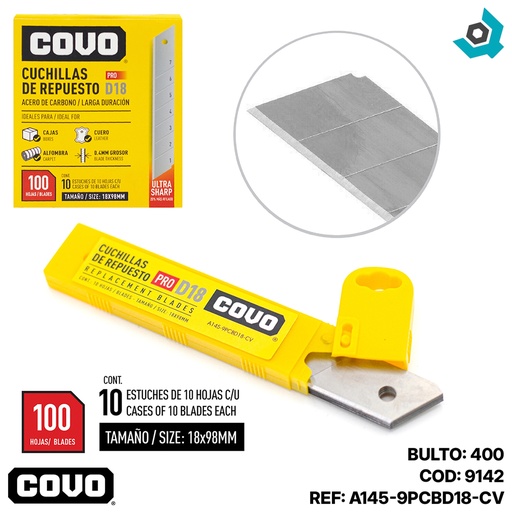 [9142] REPUESTO PARA EXACTO 10 PZAS 18X98MM COVO