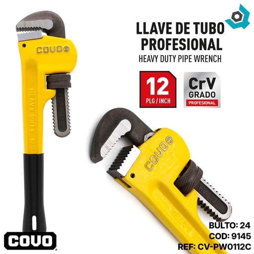 [9145] LLAVE DE TUBO 12" INDUSTRIAL COVO