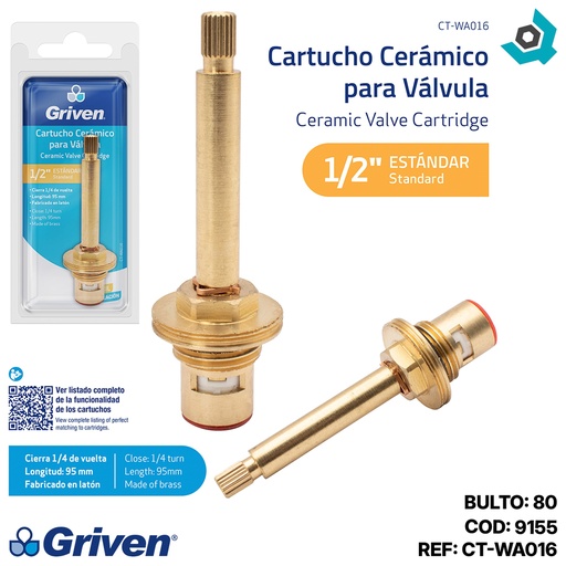 [9155] CARTUCHO CERAMICO 1/2" PARA LLAVE DE DUCHA GRIVEN