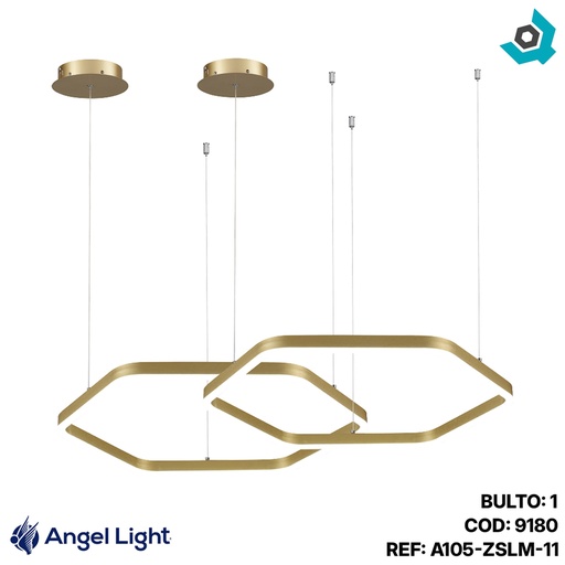 [9180] LAMPARA LED COLGANTE 55W 2 HEXAGONOS ANGEL LIGHT