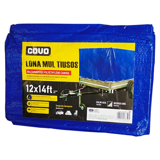 [9193] LONA MULTIUSOS 12X14FT DE POLIETILENO AZUL COVO