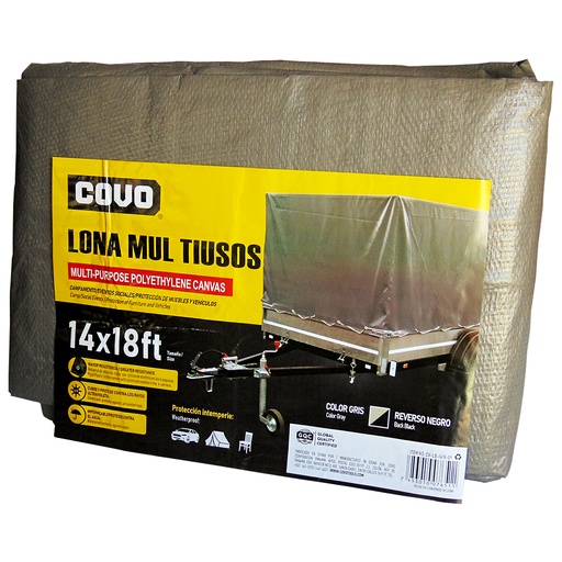 [9202] LONA MULTIUSOS 14X18FT DE POLIETILENO GRIS COVO