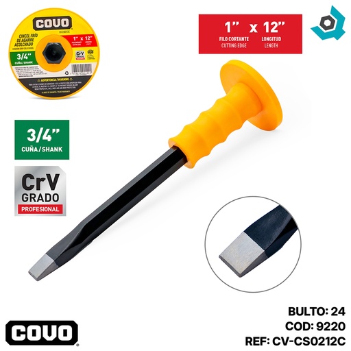 [9220] CINCEL FRIO 3/4" X 12"  PUNTA CUADRADA COVO
