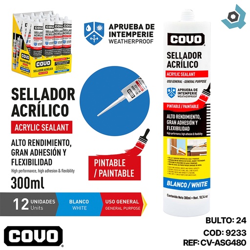 [9233] SELLADOR ACRILICO BLANCO USO GENERAL 300ML COVO