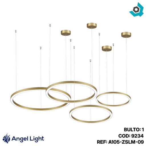 [9234] LAMPARA LED COLGANTE 90W 4 ANILLOS ANGEL LIGHT