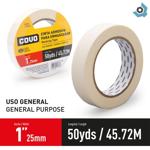[9265] TIRRO CINTA ADHESIVA PARA ENMASCARAR 1" COVO
