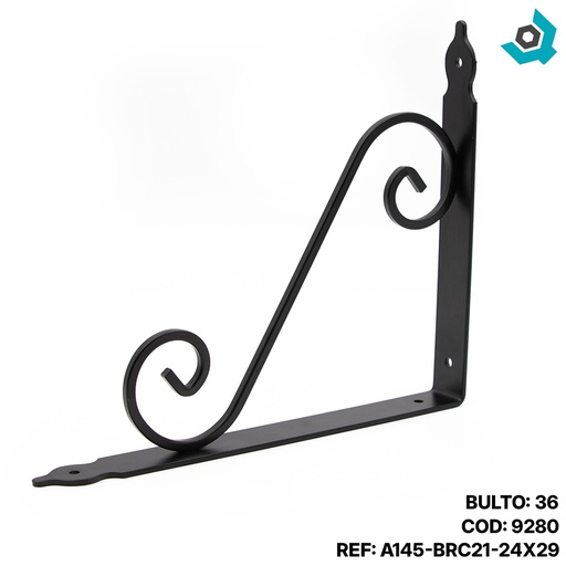 [9280] ANGULO DE SOPORTE 29 X 24 CM NEGRO MATE