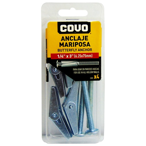 [9284] TORNILLO 1/4" CON ANCLAJE MARIPOSA COVO