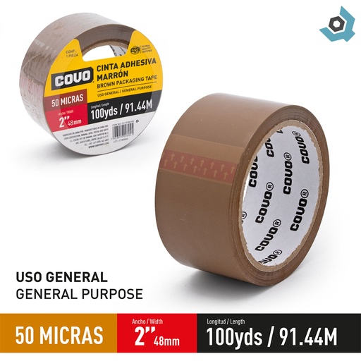 [9287] CINTA ADHESIVA MARRON 91MT PARA EMBALAR COVO
