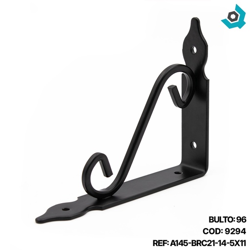 [9294] ANGULO DE SOPORTE 14.5 X 11 CM NEGRO MATE
