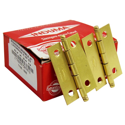 [9298] BISAGRA PARA MUEBLE 2" LATONADA CALIBRE 20 INDUMA