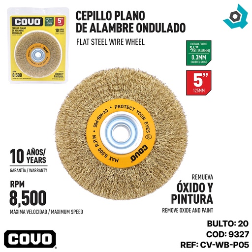 [9327] DISCO CEPILLO DE ALAMBRE 5" PLANO COVO