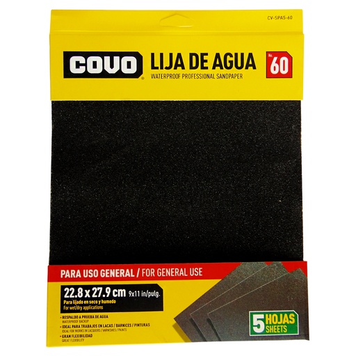 [9335] LIJA DE AGUA 9" X 11" GRANO 60 COVO