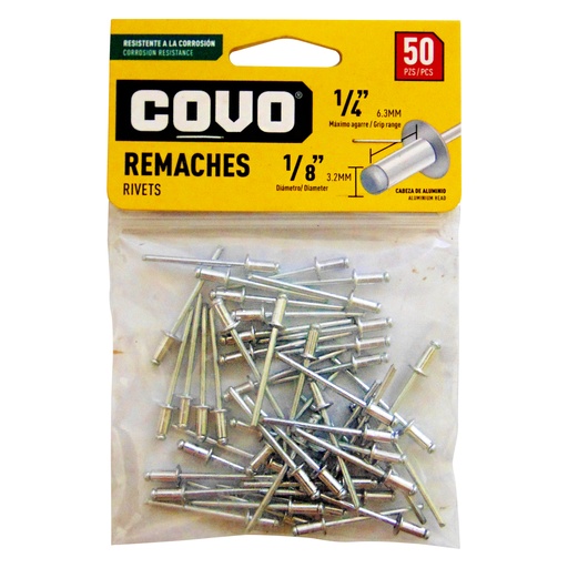 [9353] REMACHE 1/8" X 1/4" 50 PIEZAS COVO