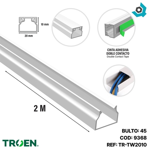 [9368] CANALETA DE PVC 20 X 2000 MM TROEN