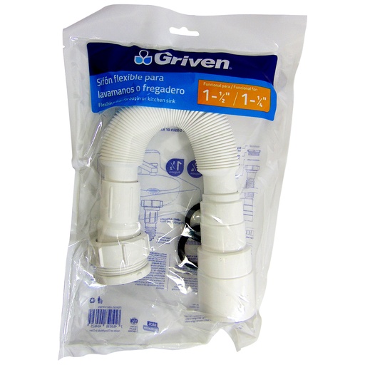 [9399] SIFON PARA LAVAMANOS O FREGADERO 1/2" Y 1 1/4" FLEXIBLE GRIVEN