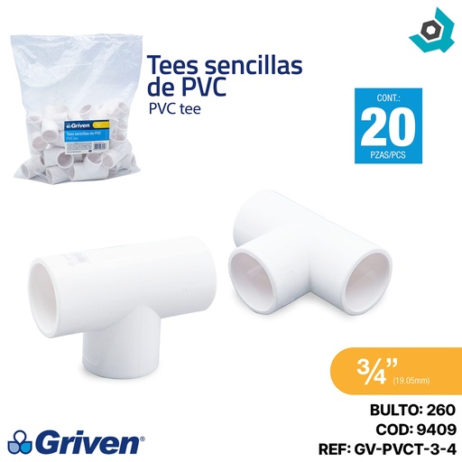 [9409] TEE PVC 3/4" SENCILLA CXCXC GRIVEN