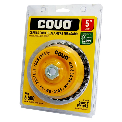 [9414] DISCO CEPILLO COPA DE ALAMBRE 5" X 5/8" COVO