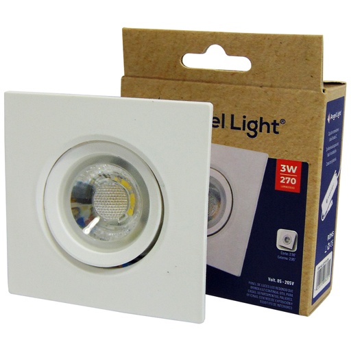 [9433] LAMPARA LED OJO DE BUEY 3W 3" CUADRADO LUZ BLANCA ANGEL LIGHT