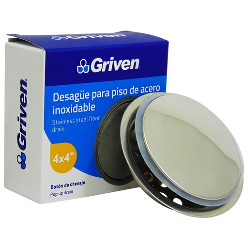 [9478] DESAGUE DE PISO 4" X 4" PUSH ACERO INOXIDABLE GRIVEN