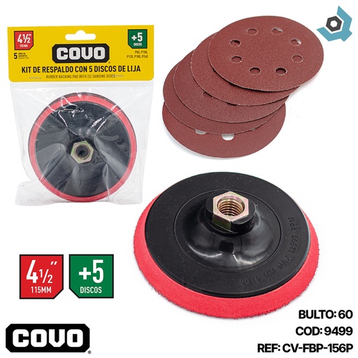 [9499] DISCO DE REPUESTO 4 1/2" 5 PIEZAS COVO
