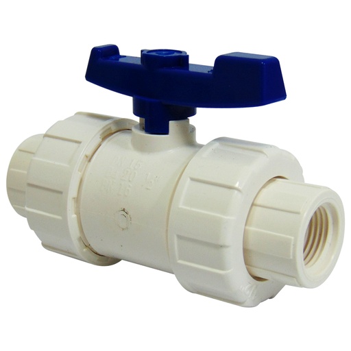 [9541] VALVULA 1/2" DE PVC CON ROSCA UNION DOBLE GRIVEN