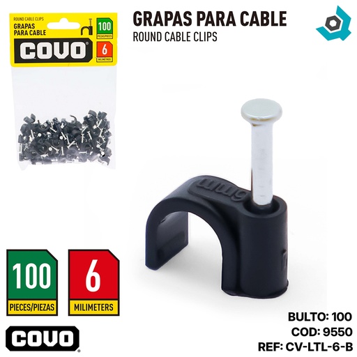 [9550] GRAPAS PARA CABLES 6MM COVO
