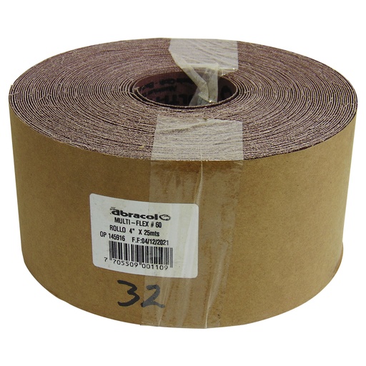 [9580] ROLLO MULTIFLEX 4" X 25MTS GRANO 60 ABRACOL