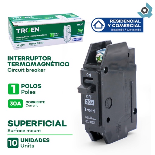 [9656] BREAKER SUPERFICIAL 1P X 30AMP TROEN