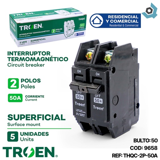 [9658] BREAKER SUPERFICIAL 2P X 50AMP TROEN