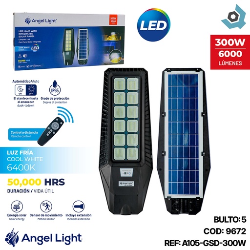 [9672] LAMPARA LED SOLAR 300W ANGEL LIGHT
