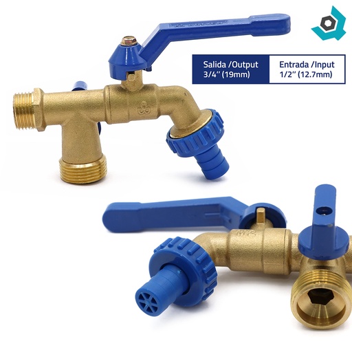 [9731] LLAVE DE CHORRO 1/2" BRONCE CON PICO DOBLE GRIVEN