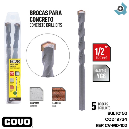 [9734] MECHAS PARA CONCRETO 1/2" COVO